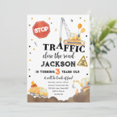 建築イエローダンプトラックボーイ誕生日インビタ 招待状 (スタンド正面)