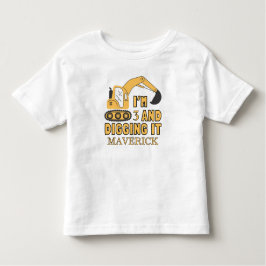 建築イエローボーズダンプトラック誕生日 トドラーTシャツ