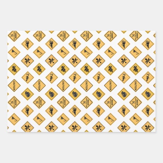 建築イエローボーズダンプトラック誕生日 ラッピングペーパーシート (正面3)