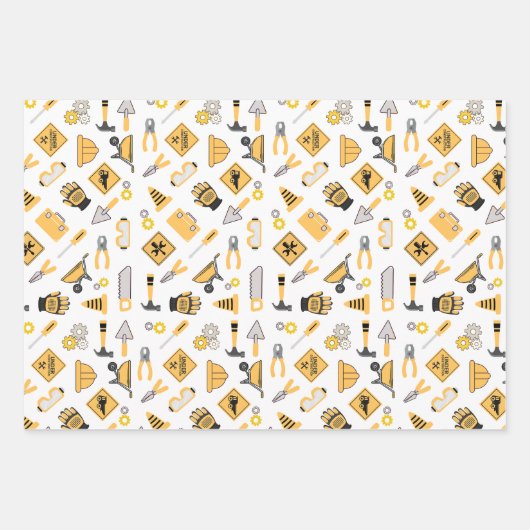 建築イエローボーズダンプトラック誕生日 ラッピングペーパーシート (正面2)