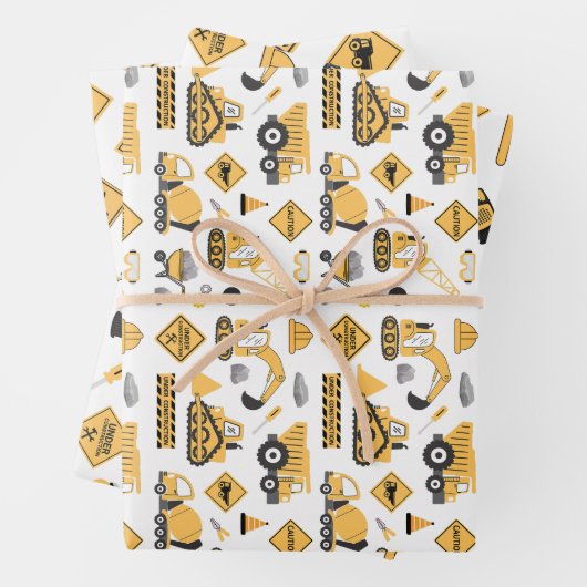 建築イエローボーズダンプトラック誕生日 ラッピングペーパーシート (インサイチュ)