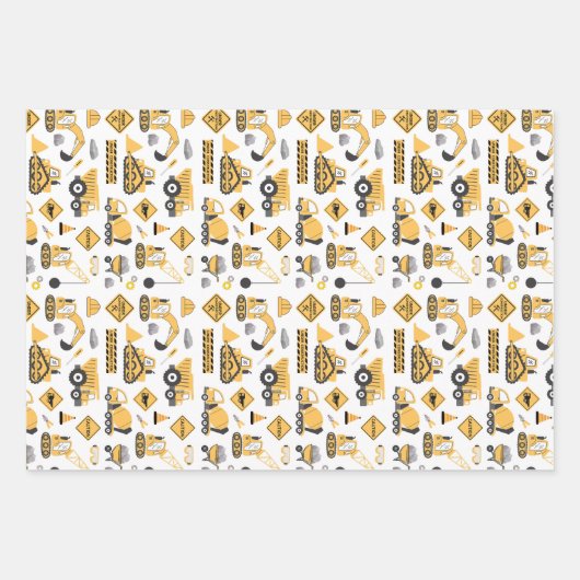 建築イエローボーズダンプトラック誕生日 ラッピングペーパーシート (正面)