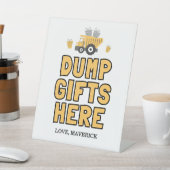 建築イエローボーズダンプトラック誕生日 台座サイン (インサイチュ)