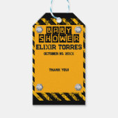 建築イエロー&ブラックベビーシャワー ギフトタグ (正面)