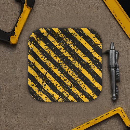 建築イエロー&ブラックベビーシャワー ペーパープレート