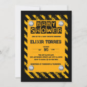 建築イエロー&ブラックベビーシャワー 招待状 (正面)