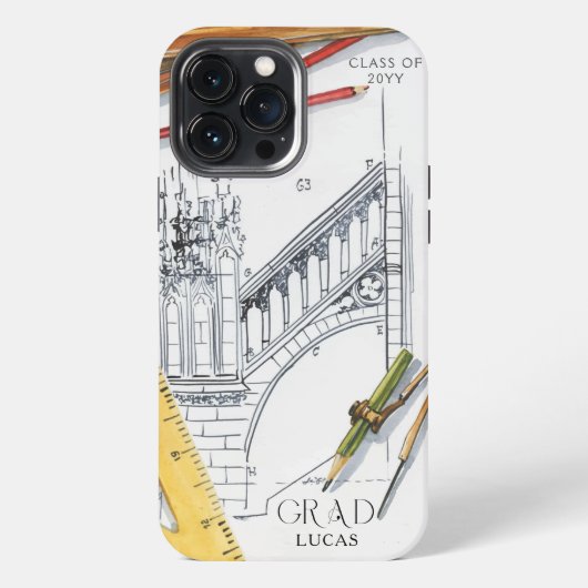 建築エンジニア名の卒業クラス iPhoneケース (裏面)