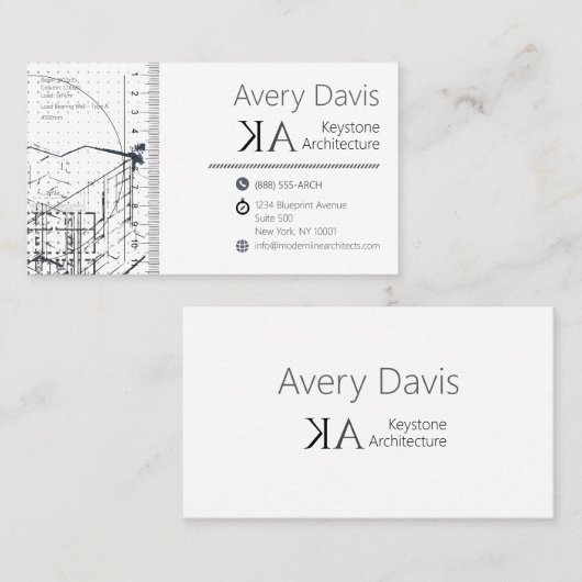 建築エンジモダンニアブループリントスケッチ 名刺 (正面/裏面)