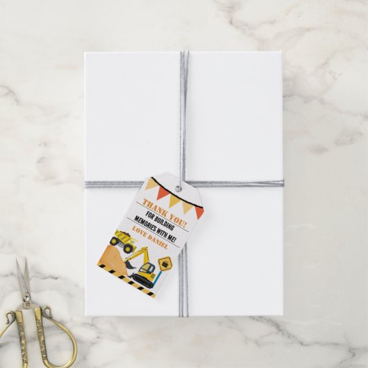 建築カスタムをテーマにしたキッドの誕生日ギフトラベル ギフトタグ (より糸付き)