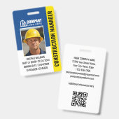 建築カスタムサイトIDロゴQRコードネイビーブルー バッジ (正面＆裏面)