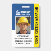 建築カスタムサイトIDロゴQRコードネイビーブルー バッジ (正面)