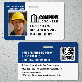 建築カスタムサイトIDロゴQRコードネイビーブルー バッジ