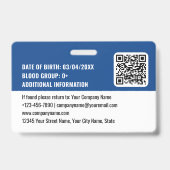 建築カスタムサイトIDロゴQRコードネイビーブルー バッジ (裏面)