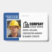 建築カスタムサイトIDロゴQRコードネイビーブルー バッジ (正面)