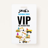 建築カスタムトラックバースデーパーティーパス バッジ (正面)