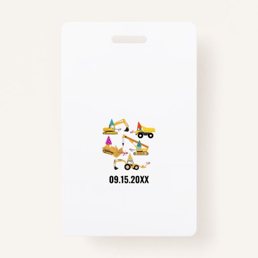 建築カスタムトラックバースデーパーティーパス バッジ (裏面)