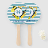 建築カスタムトラックブルーベビーストライプシャワー ハンドファン (正面&裏面)