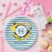 建築カスタムトラックブルーベビーストライプシャワー ペーパープレート (パーティー)