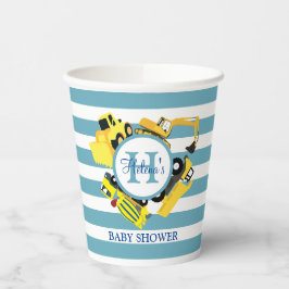 建築カスタムトラックブルーベビーストライプシャワー 紙コップ
