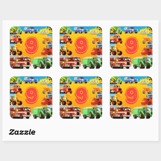 建築カスタムトラック9thバースデーパーティーのお願い スクエアシール (シート)