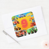 建築カスタムトラック9thバースデーパーティーのお願い スクエアシール (封筒)