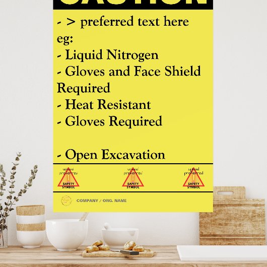 建築カスタム安全注意事項掲示板 ポスター (キッチン)