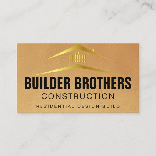 建築カスタム金ゴールドロゴプロフェッショナルメタル 名刺 (正面)