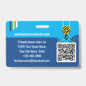 建築カスタムID作業QRコードネイビーブルー バッジ (裏面)