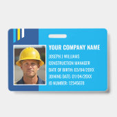 建築カスタムID作業QRコードネイビーブルー バッジ (正面)