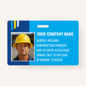 建築カスタムID作業QRコードネイビーブルー バッジ (正面)