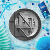 建築カッコいいモノクロ写真 ペーパープレート (パーティー)