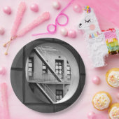 建築カッコいいモノクロ写真 ペーパープレート (パーティー)