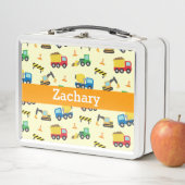 建築カラフル車の少年のパターン メタルランチボックス (インサイチュ)