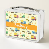 建築カラフル車の少年のパターン メタルランチボックス (裏面)