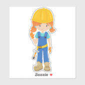 建築ガール，オレンジの髪，かわいい女の子，ハンマー シール (シート)