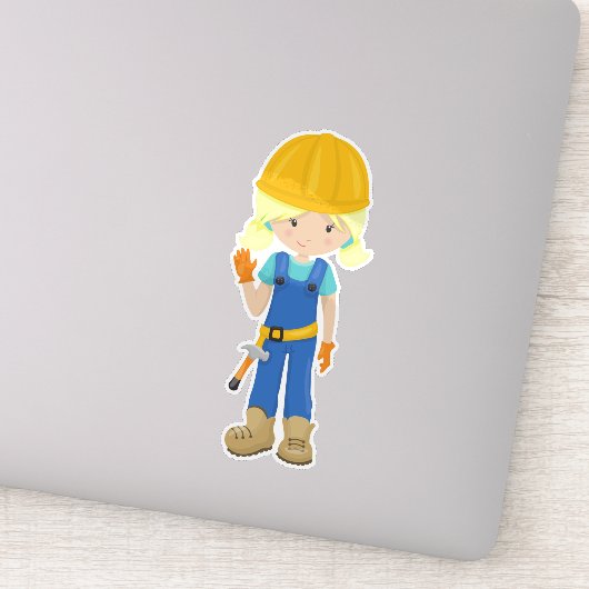 建築ガール、金髪、かわいいガール、ハンマー シール (詳細)