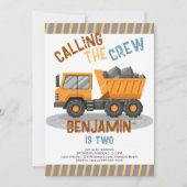 建築クルーのダンプトラックボーイ2nd誕生日 招待状 (正面)