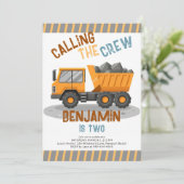 建築クルーのダンプトラックボーイ2nd誕生日 招待状 (スタンド正面)