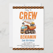 建築クルーのダンプトラックボーイ2nd誕生日 招待状 (正面)