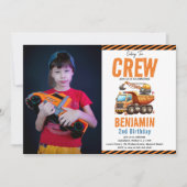 建築クルーのダンプトラックボーイ2nd誕生日 招待状 (正面)