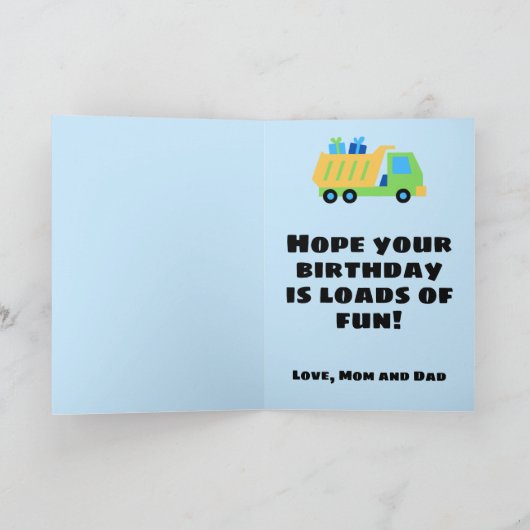 建築クルーカパーソナライズされたウト子供の誕生日 カード (内部)