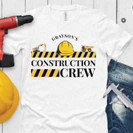 建築クルーボーイバースデーパーティーファミリー Tシャツ