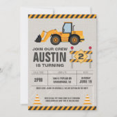 建築クルー子供の誕生日パーティー 招待状 (正面)