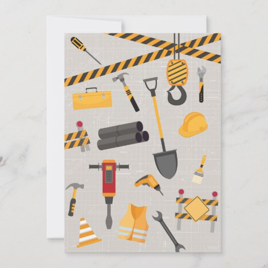 建築クルー子供の誕生日パーティー 招待状 (裏面)