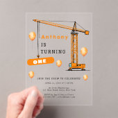 建築クレーンキッズアンドアダルト誕生日 アクリル招待状 (インサイチュ (ポータブル))