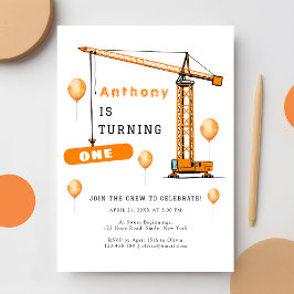 建築クレーンキッズアンドアダルト誕生日 招待状