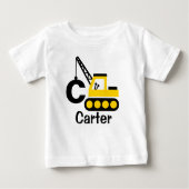 建築クレーンキッドパーソナライズされたボーイTシャツ ベビーTシャツ (正面)