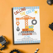 建築クレーンクルーかわいい男の子の誕生日2 招待状