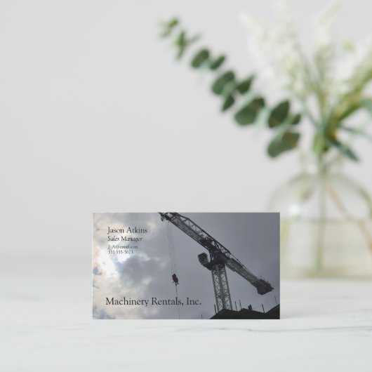 建築クレーンシルエット 名刺 (スタンド正面)