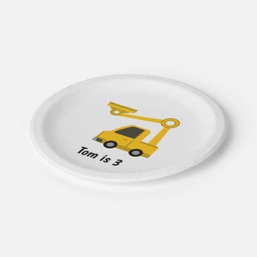 建築クレーントラックパーソナライズされた誕生日  ペーパープレート (アングル)